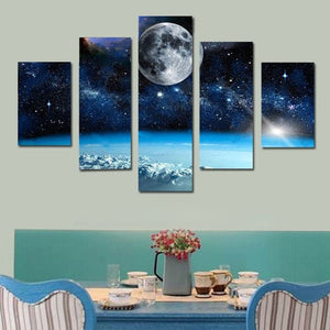 Framed 5 Panels - Moon