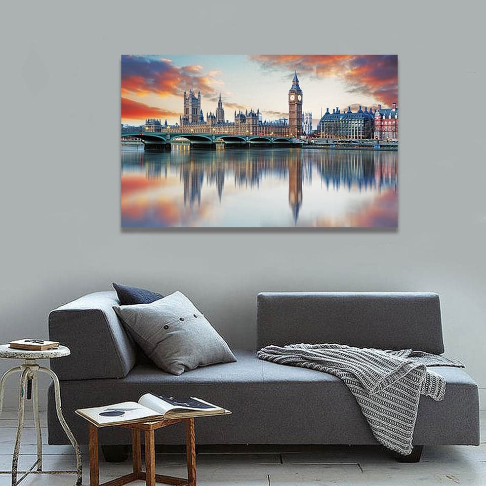 Pine Stretched  Framed 1 Panel - London