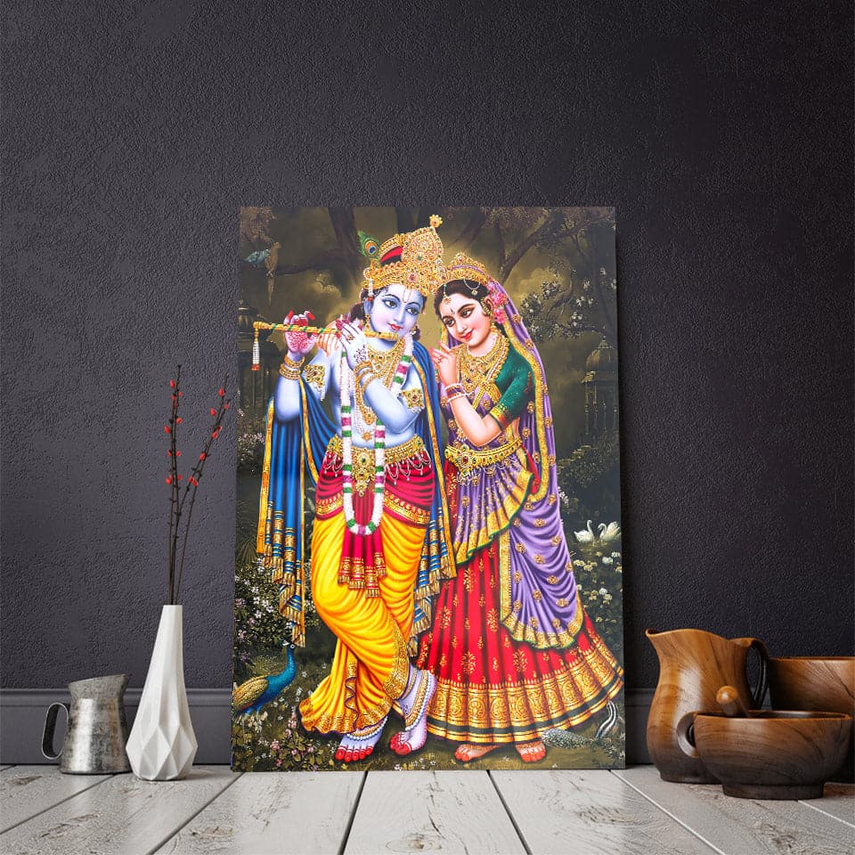 Pine Stretched  Framed 1 Panel - Lord Radha Krishna