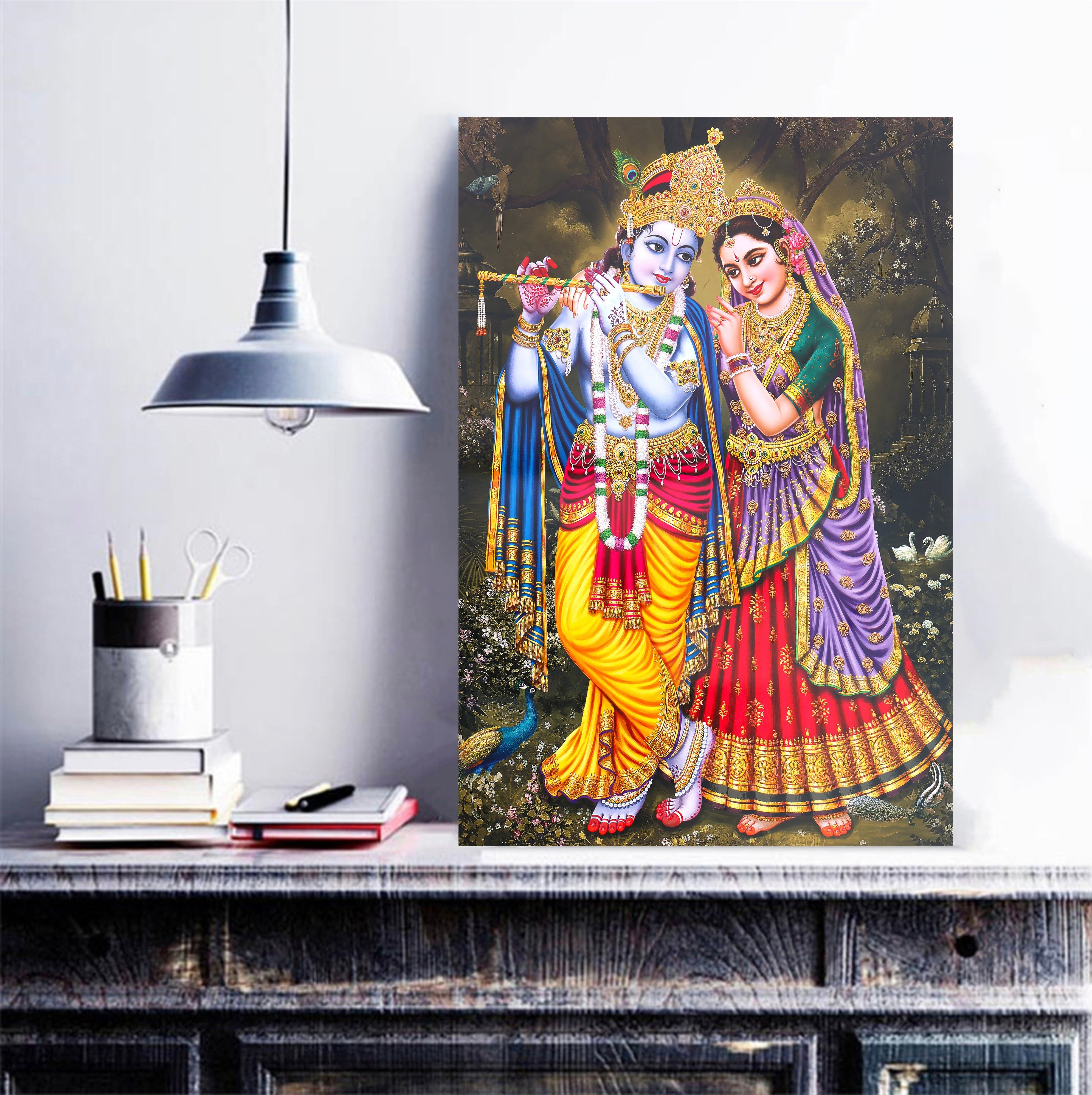 Pine Stretched  Framed 1 Panel - Lord Radha Krishna