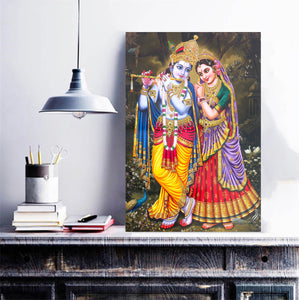 Pine Stretched  Framed 1 Panel - Lord Radha Krishna