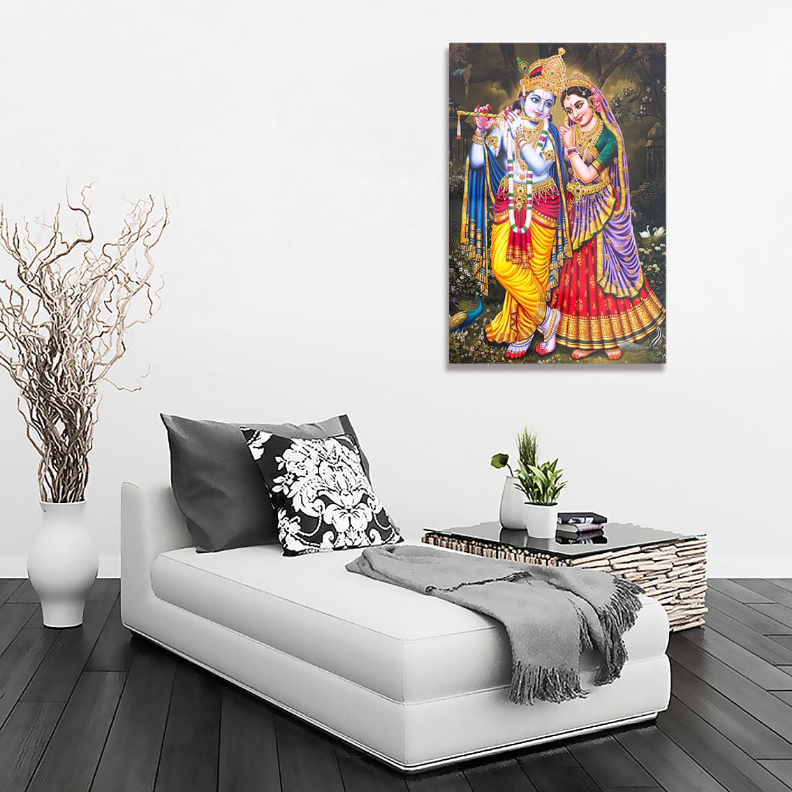 Pine Stretched  Framed 1 Panel - Lord Radha Krishna