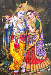Pine Stretched  Framed 1 Panel - Lord Radha Krishna