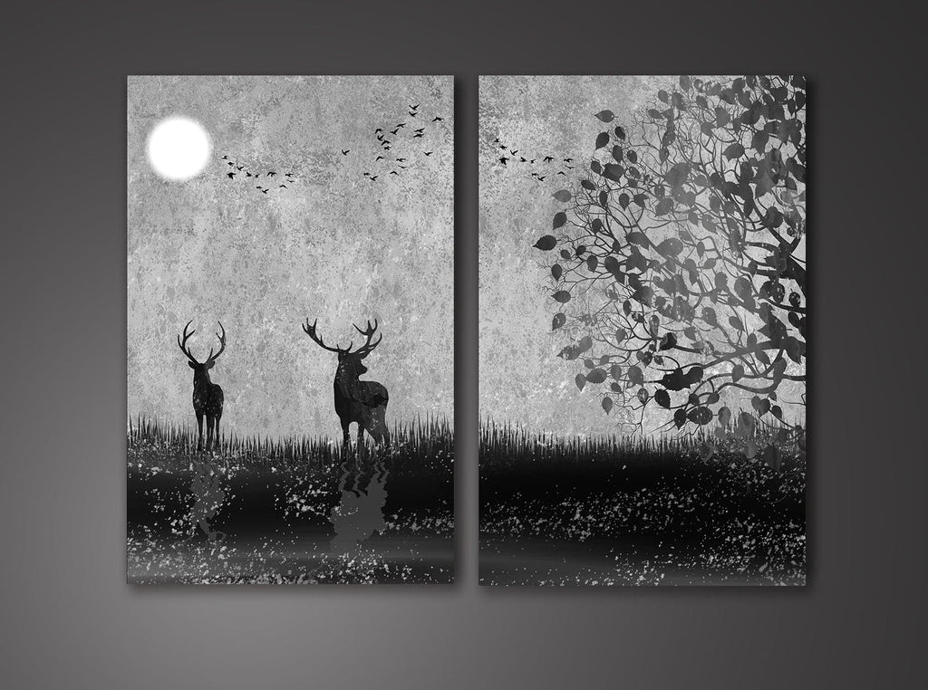 Framed 2 Panels -  Red Deer