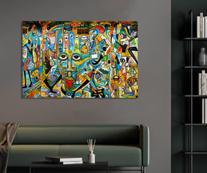 Pine Stretched  Framed 1 Panel - Graffiti wall in Gambia