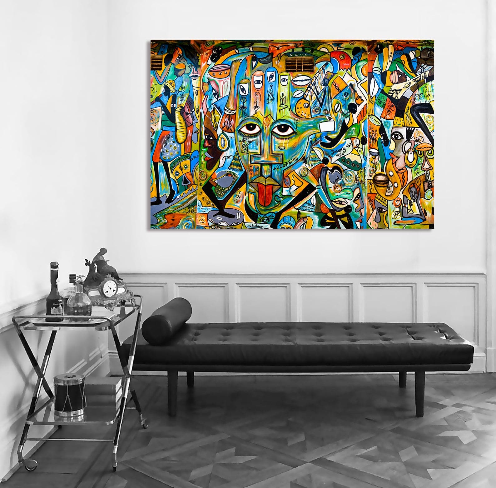 Pine Stretched  Framed 1 Panel - Graffiti wall in Gambia