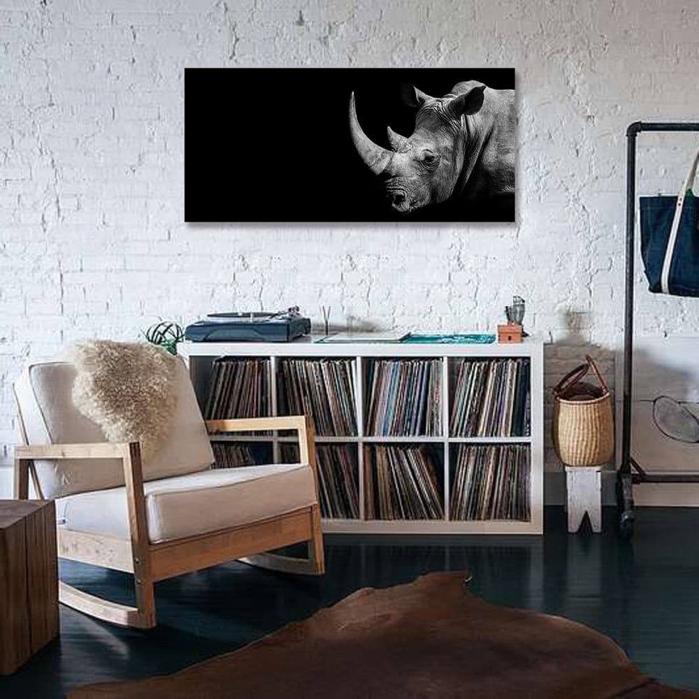 Pine Stretched  Framed 1 Panel - African Rhino