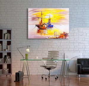 Pine Stretched  Framed 1 Panel - Boats