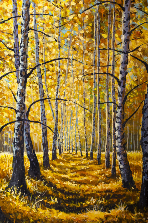 Pine Stretched  Framed 1 Panel - Golden Forest