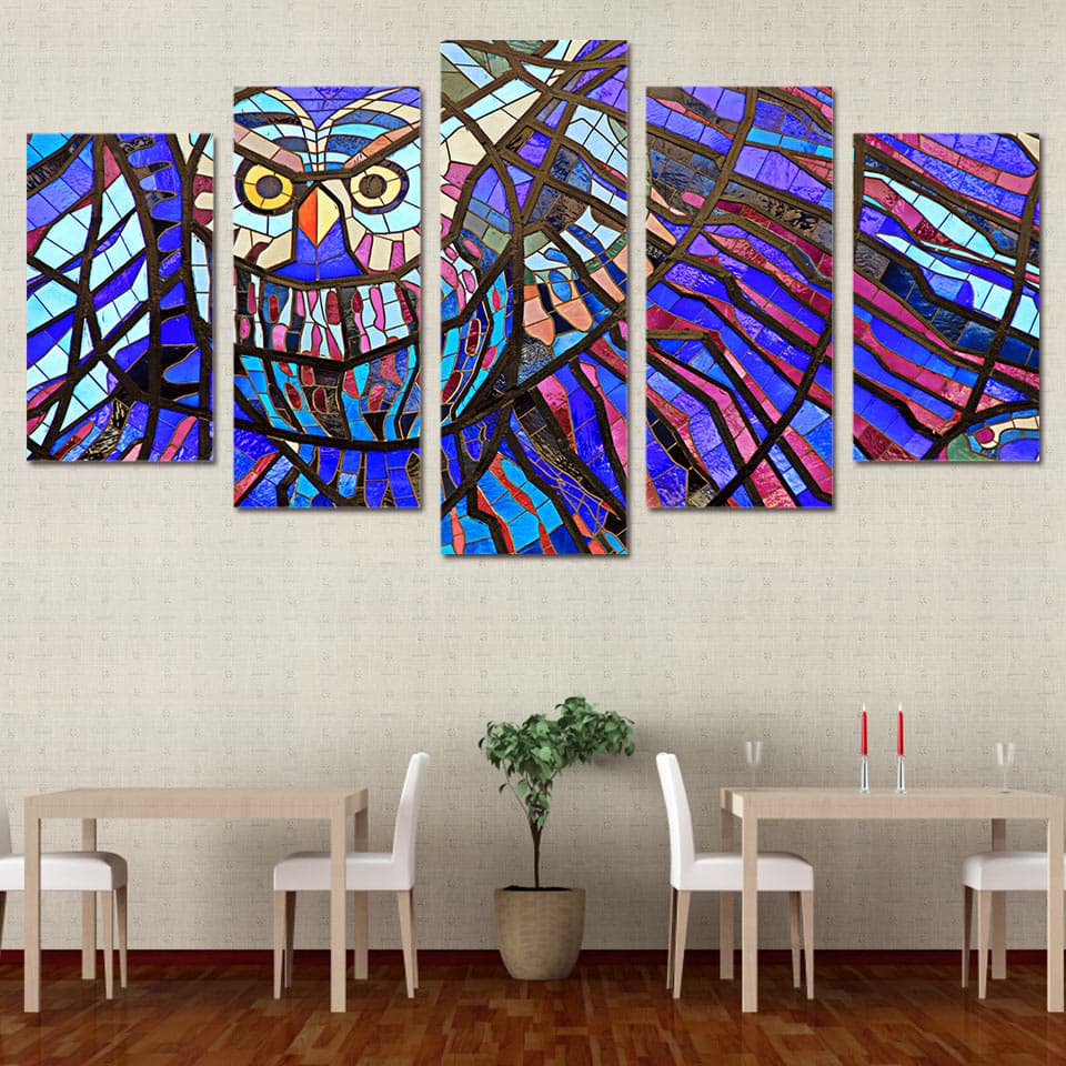 Framed 5 Panels - Owl