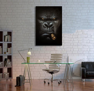 Pine Stretched  Framed 1 Panel - Smoking Gorilla