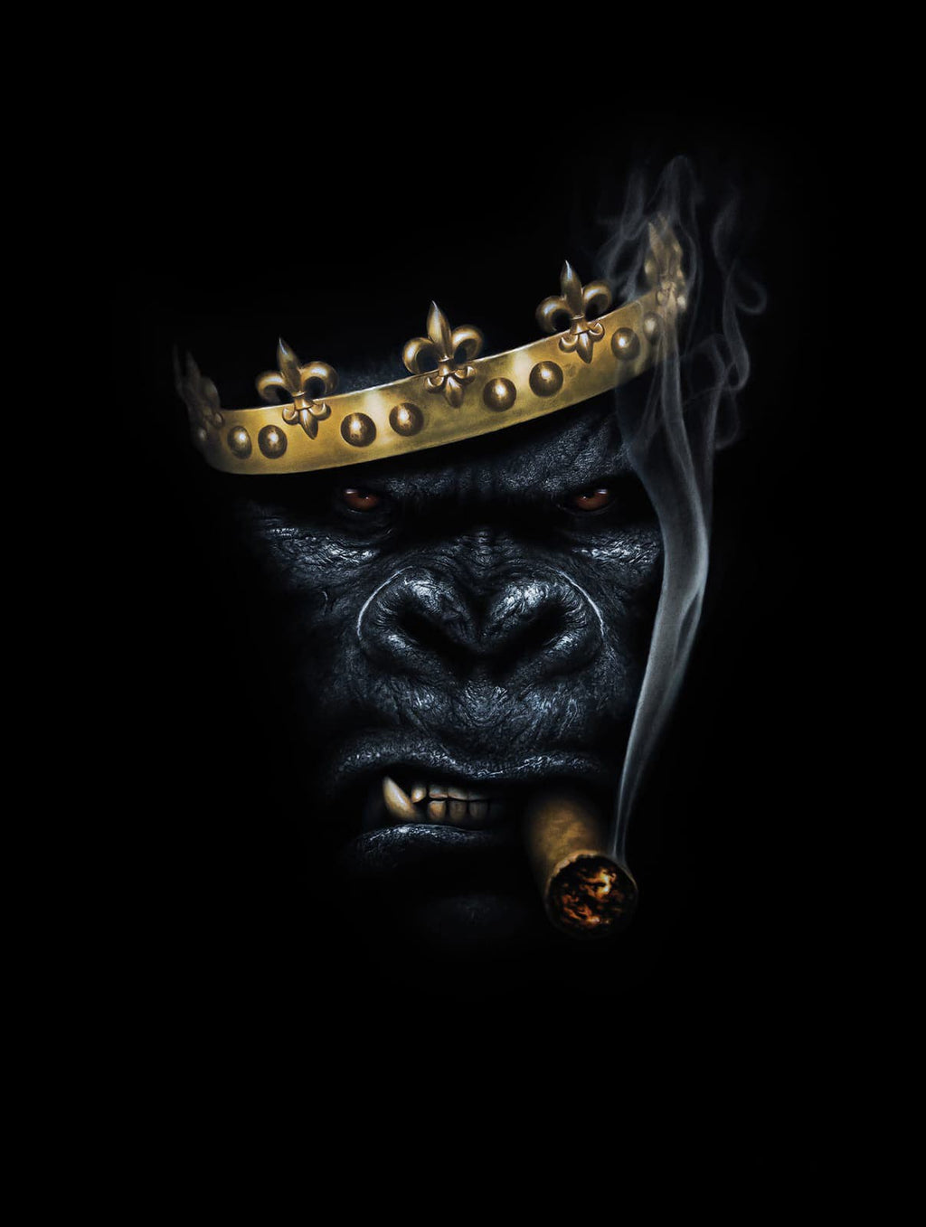 Pine Stretched  Framed 1 Panel - Smoking Gorilla