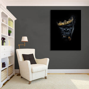 Pine Stretched  Framed 1 Panel - Smoking Gorilla