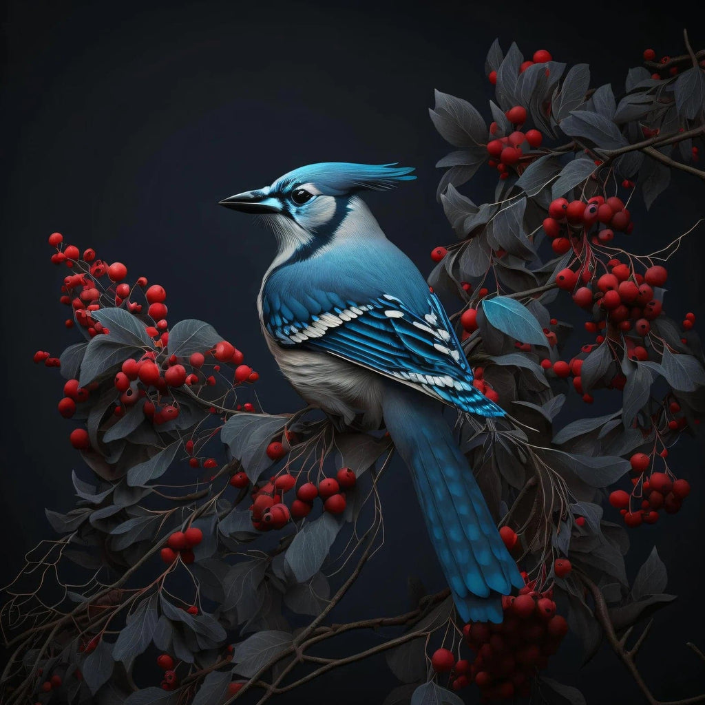 Pine Stretched  Framed 1 Panel - Blue Jay