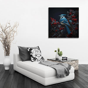 Pine Stretched  Framed 1 Panel - Blue Jay