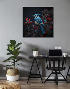 Pine Stretched  Framed 1 Panel - Blue Jay