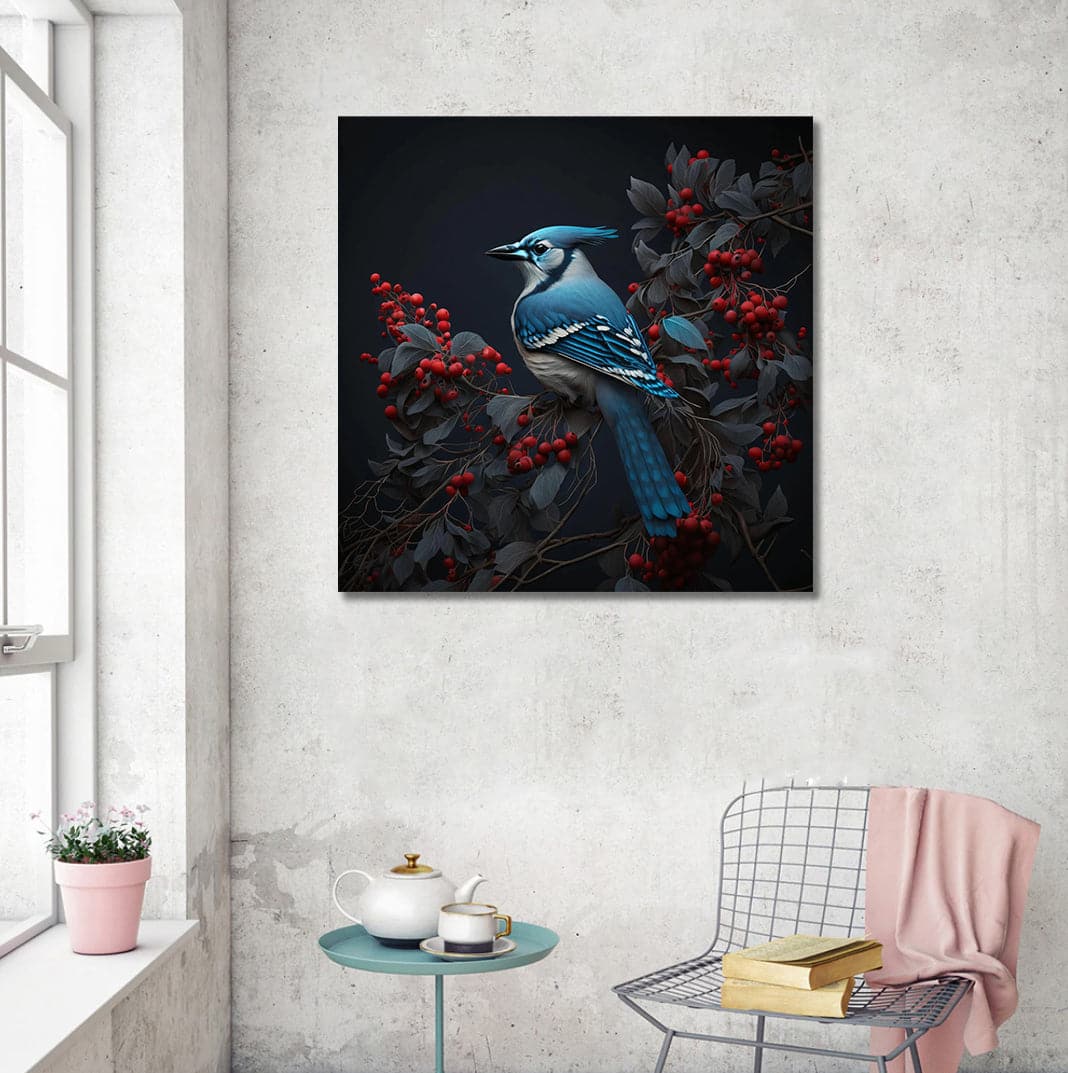 Pine Stretched  Framed 1 Panel - Blue Jay