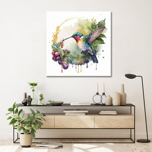 Pine Stretched  Framed 1 Panel - Hummingbird