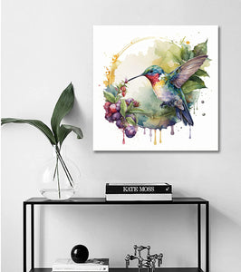 Pine Stretched  Framed 1 Panel - Hummingbird