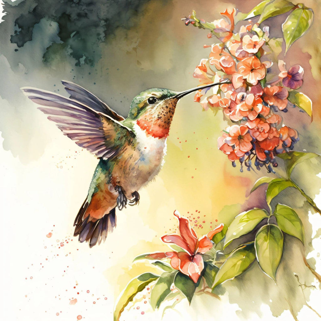 Pine Stretched  Framed 1 Panel - Hummingbird