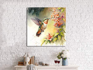 Pine Stretched  Framed 1 Panel - Hummingbird