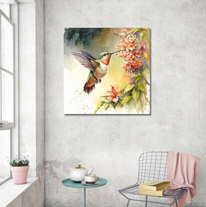 Pine Stretched  Framed 1 Panel - Hummingbird