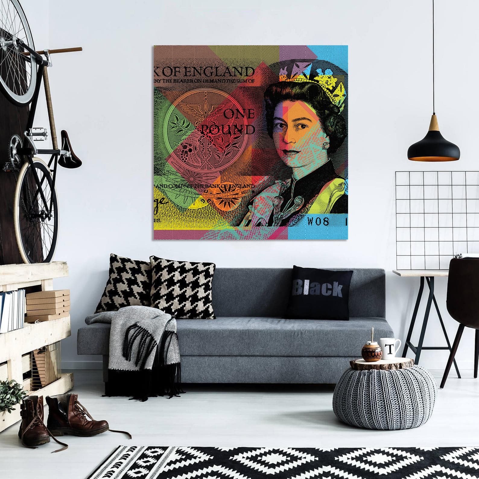 Pine Stretched  Framed 1 Panel - Pop Art - Queen Elizabeth