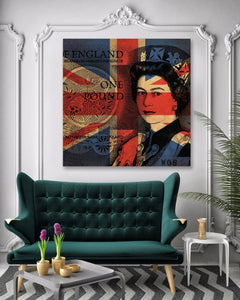 Pine Stretched  Framed 1 Panel - Pop Art - Queen Elizabeth