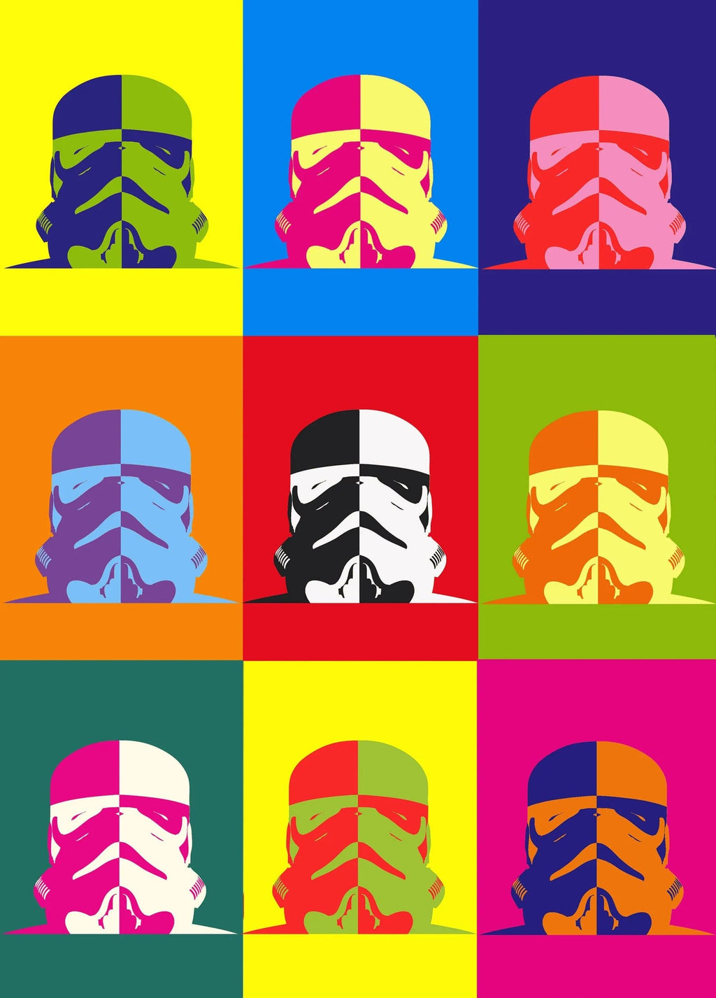 Pine Stretched  Framed 1 Panel - Pop Art - Stormtrooper Helmet