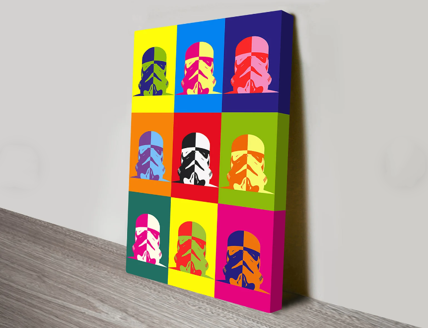 Pine Stretched  Framed 1 Panel - Pop Art - Stormtrooper Helmet