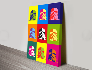 Pine Stretched  Framed 1 Panel - Pop Art - Stormtrooper Helmet