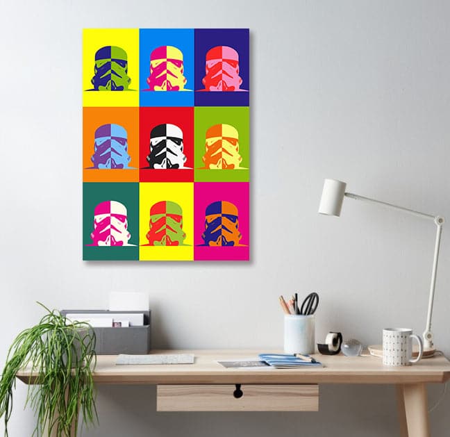 Pine Stretched  Framed 1 Panel - Pop Art - Stormtrooper Helmet