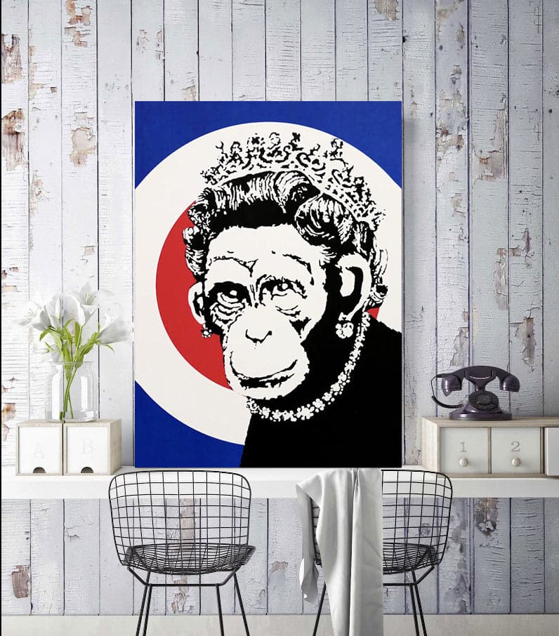 Framed 1 Panel - Banksy - Monkey Queen