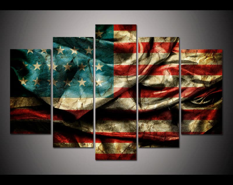 Framed 5 Panels - American Flag