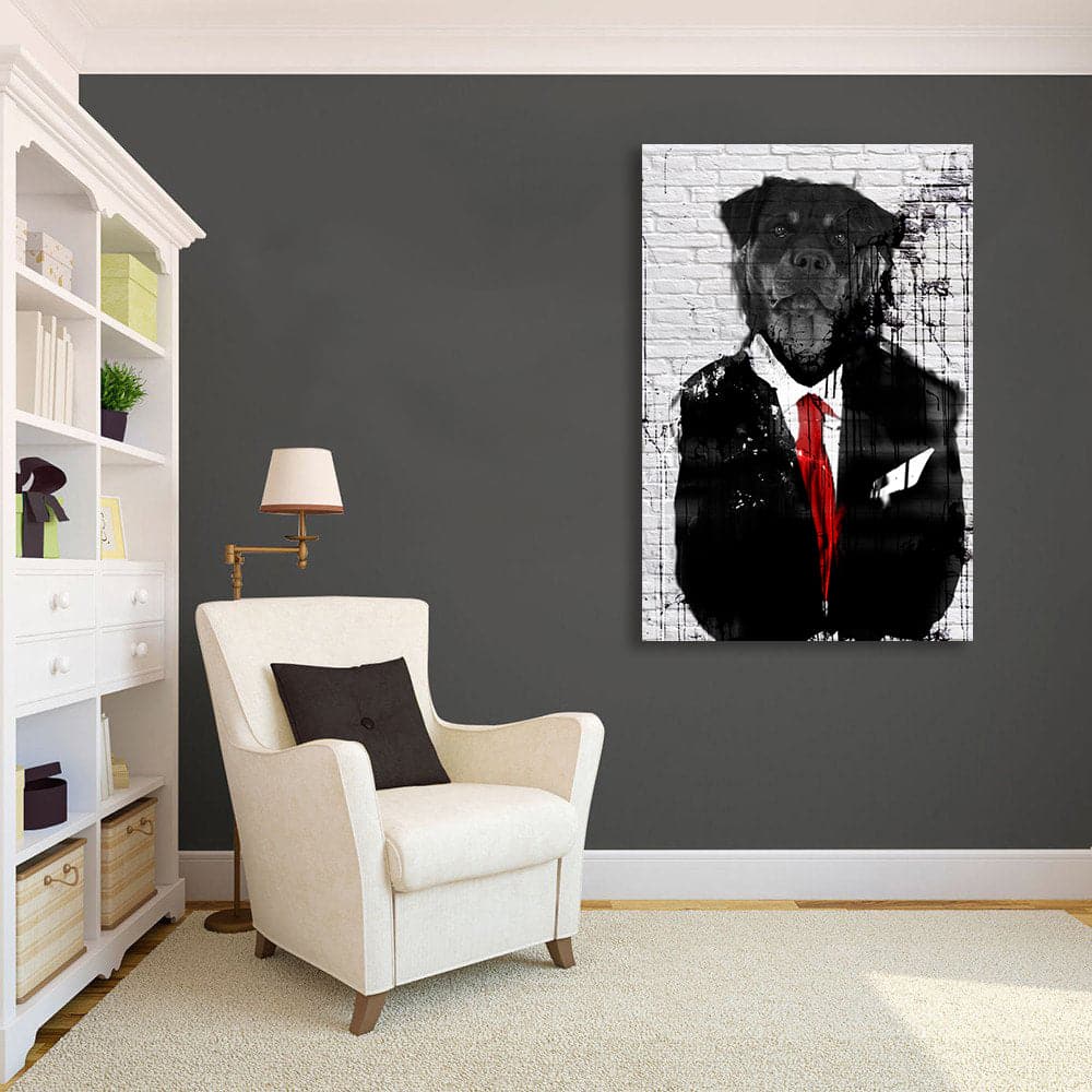 Pine Stretched  Framed 1 Panel - Mr. Rottweiler