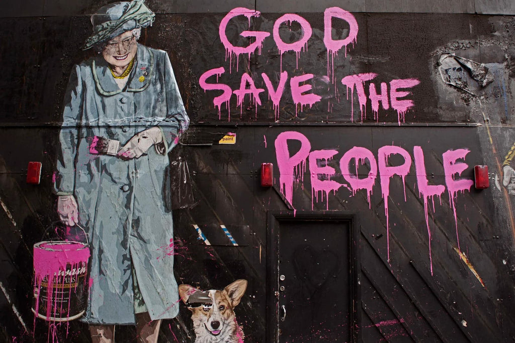 Framed 1 Panel - Banksy - God Save The People