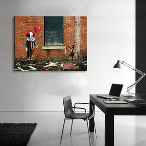 Framed 1 Panel - Banksy - Balloon Girl Meets IT