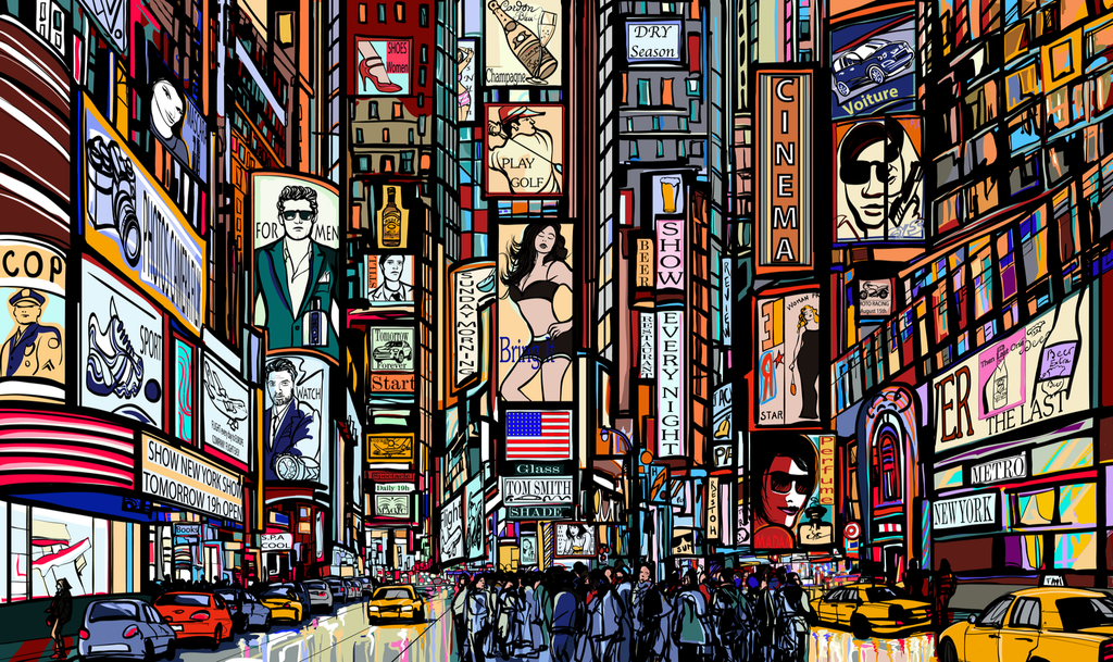 Pine Stretched  Framed Mutipul Panels - New York City