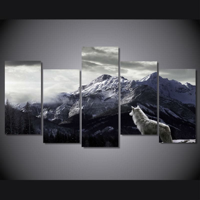 Framed 5 Panels - Wolf