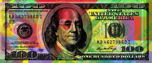 Pine Stretched  Framed 1 Panel - 100 dollars Benjamin Franklin