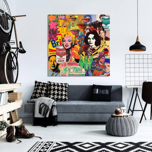 Framed 1 Panel - Pop Art - Andy Warhol Collage