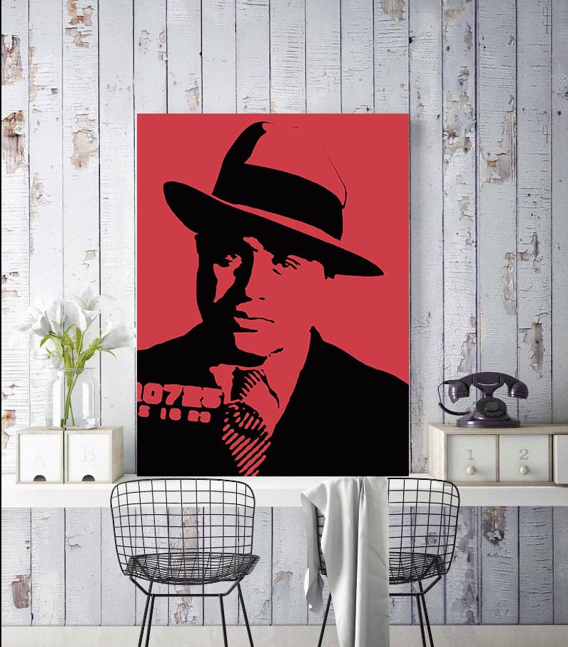 Pine Stretched  Framed 1 Panel - Al Capone mugshot