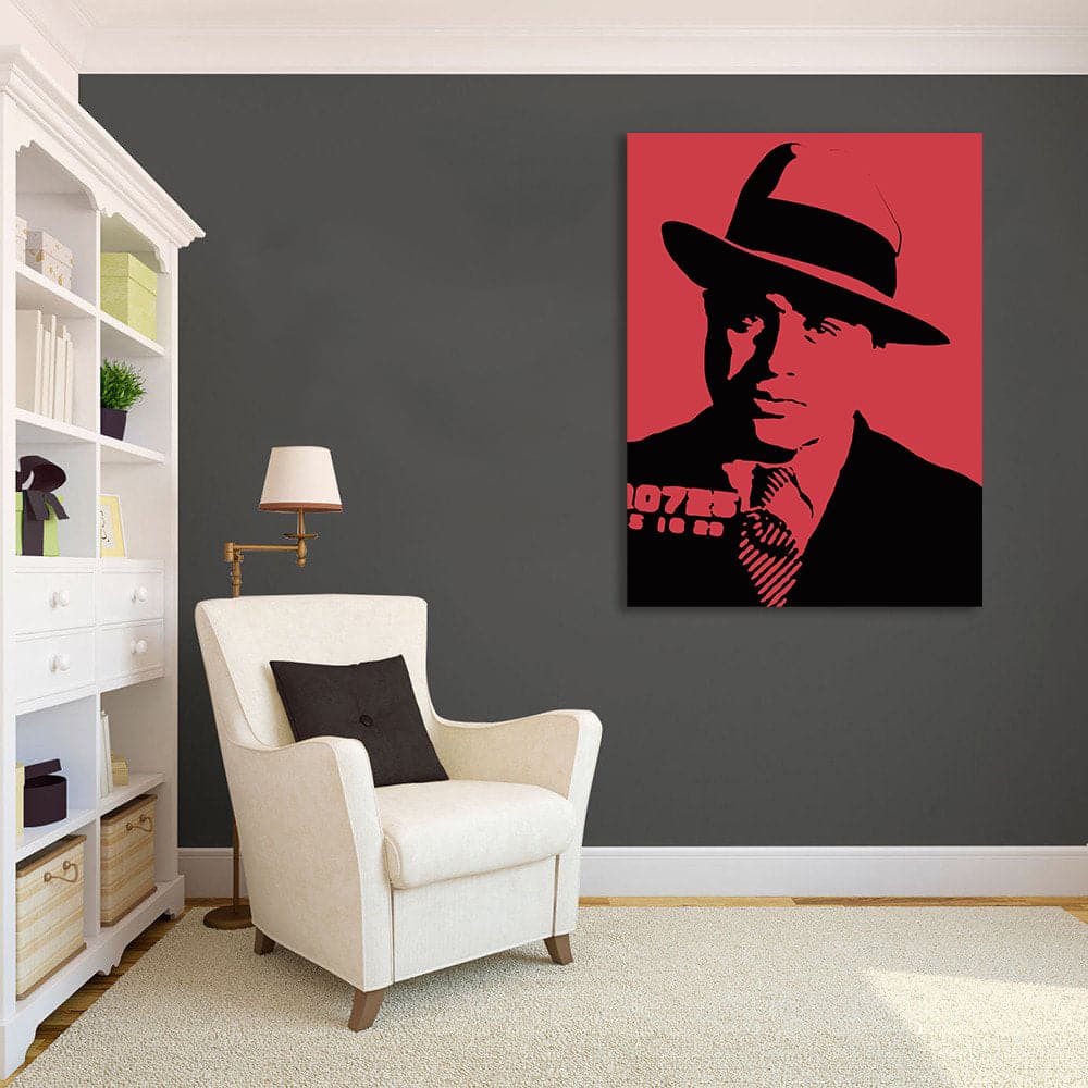 Pine Stretched  Framed 1 Panel - Al Capone mugshot