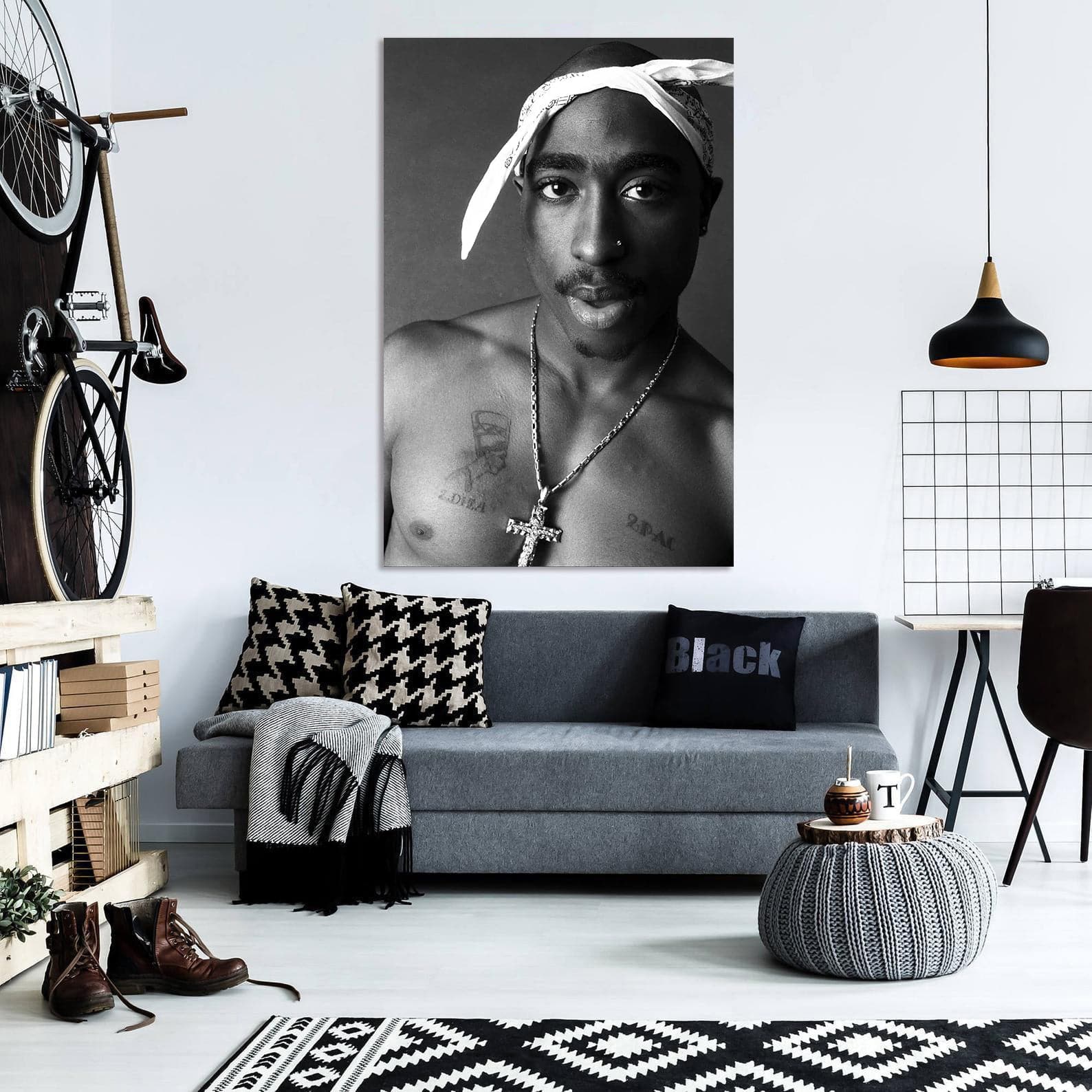 Pine Stretched  Framed 1 Panel - Tupac