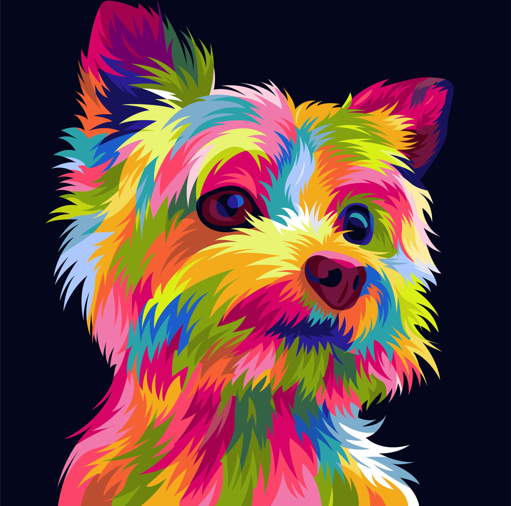 Pine Stretched  Framed 1 Panel - Rainbow Puppy