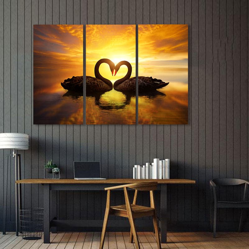 Pine Stretched  Framed 3 Panels - Love
