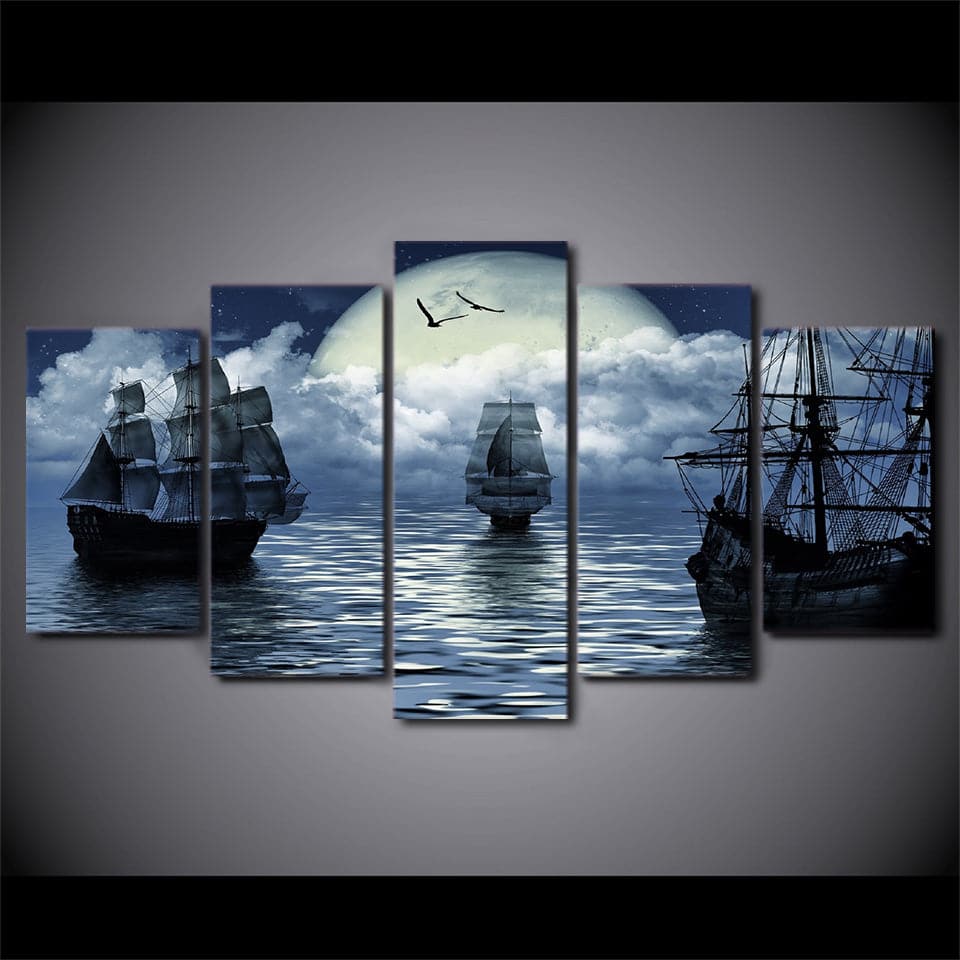 Framed 5 Panels - Ships