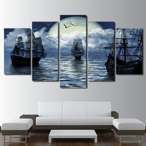 Framed 5 Panels - Ships