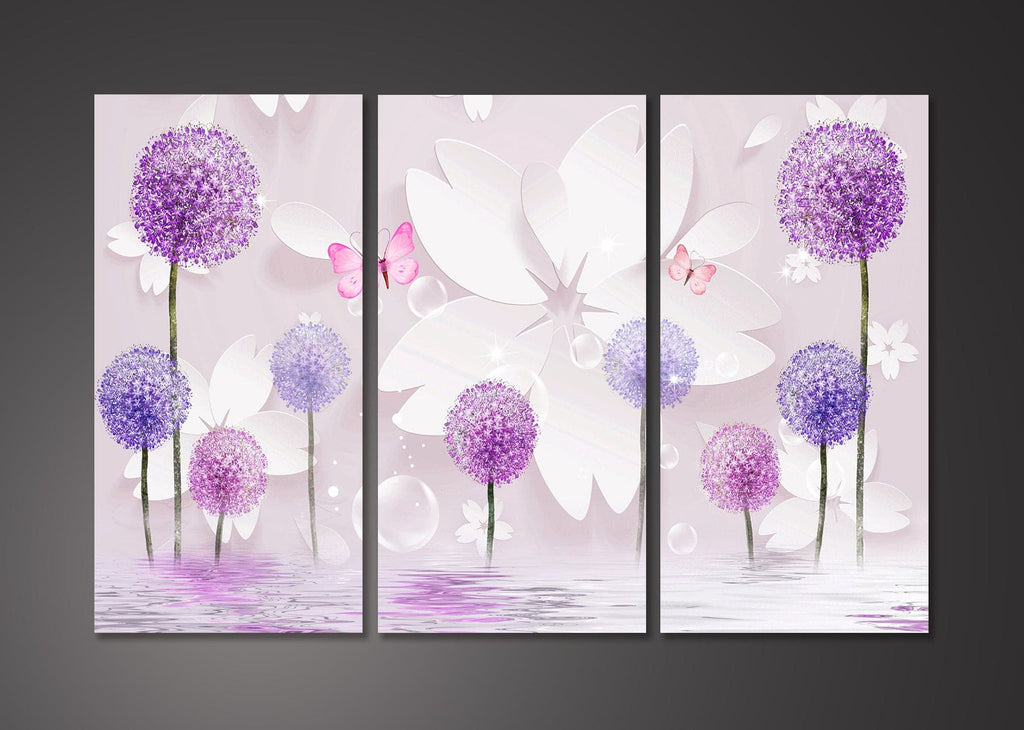 Framed 3 Panels - Hydrangea (3D Style)