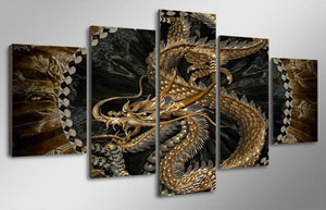 Framed 5 Panels - Dragon
